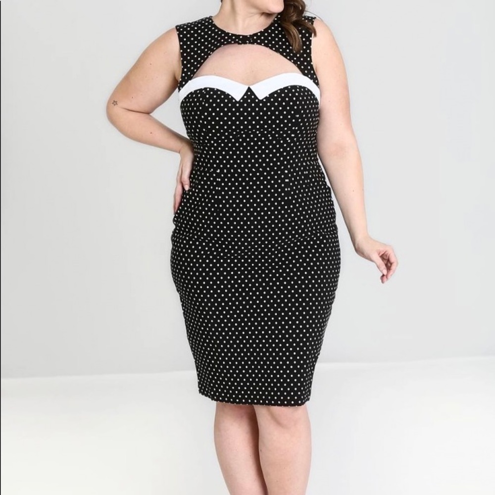 Hell Bunny Black and White Polka Dot Dress - Picture 2 of 10